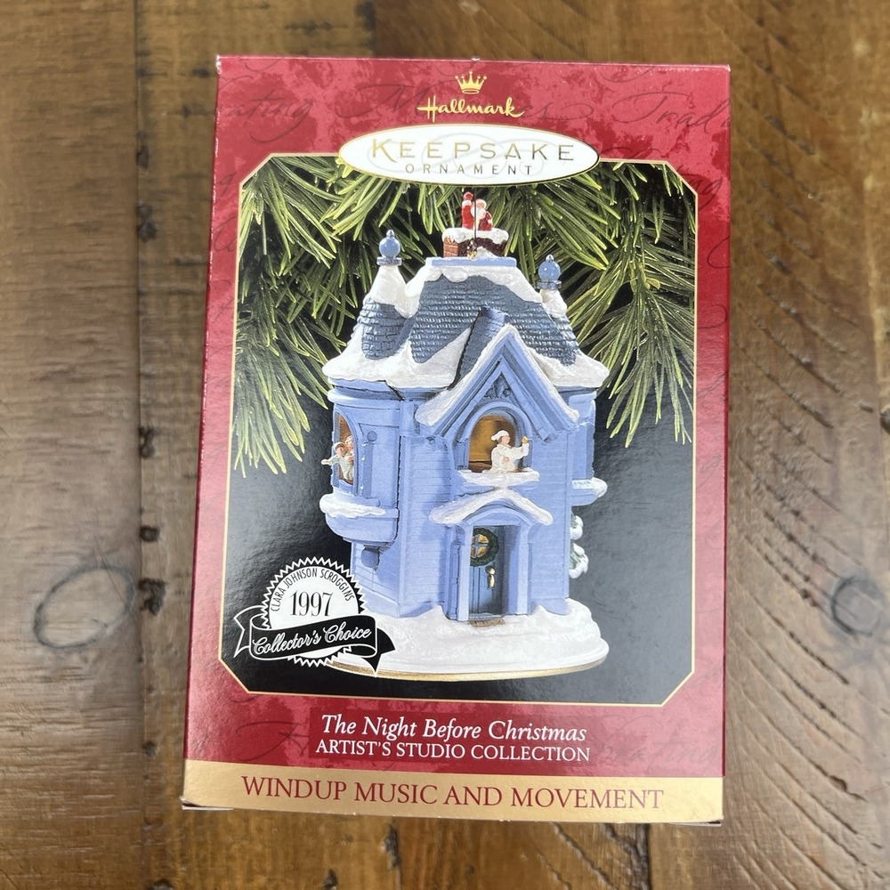 Hallmark Keepsake Ornament THE NIGHT BEFORE CHRISTMAS 1997 Windup Music Movement